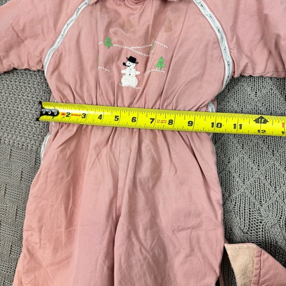 50s 60s Vintage Girls Youth Ski Master Snowman Embroidered Pink Snow Ski Suit - Picture 10 of 16